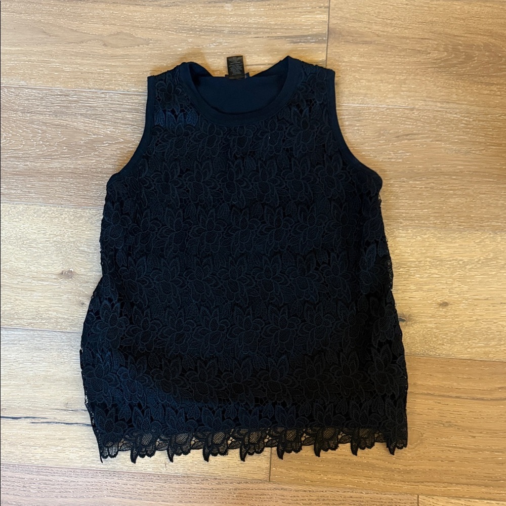 Ann Taylor Black Floral Lace Blouse